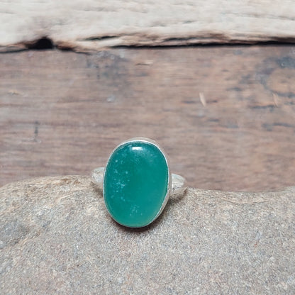 925 Sterling Silver Green Agate Natural Green Agate Slice Rings,Gift For Her