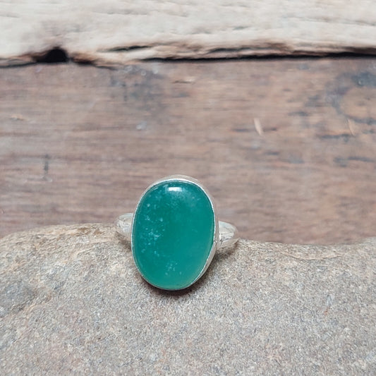 925 Sterling Silver Green Agate Natural Green Agate Slice Rings,Gift For Her