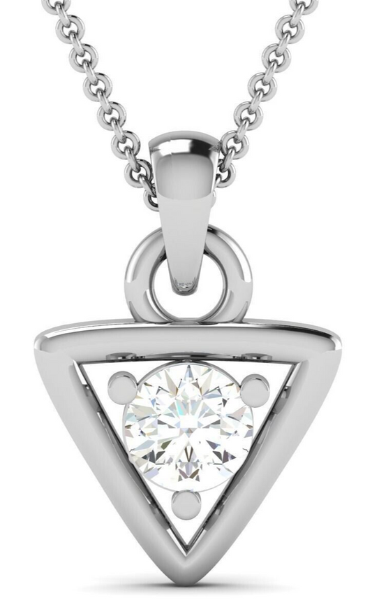 Silver Trillion Center Prong Pendant White CZ Diamond Solitaire Pendant Women