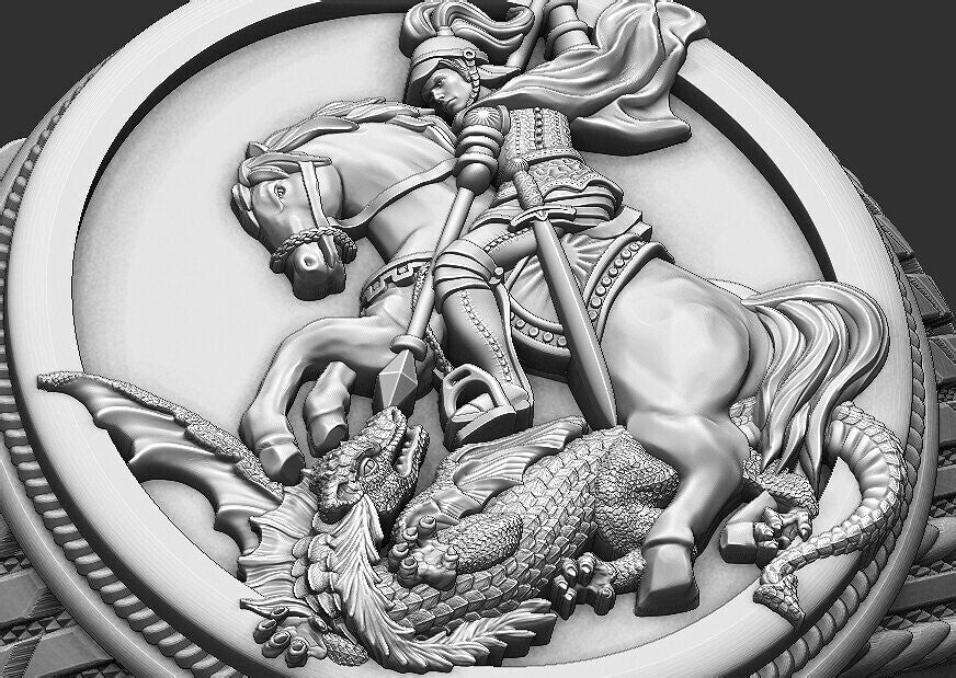 Saint George Dragon Ring 925 Silver Biker Signet Ring US5~15 Bold Statement Ring
