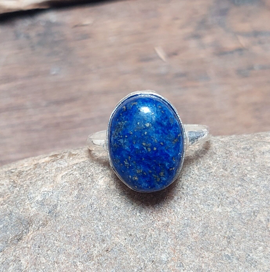 Natural Blue Lapis Lazuli Ring-Handmade Silver Ring-925 Sterling Silver Ring