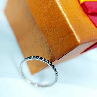 Black Onyx Gemstone Silver Handmade Eternity Engagement Women Gift Ring Us5~15