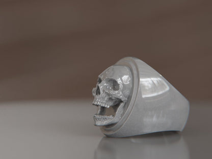 Polished Skull Gothic Ring Silver Skull Signet Biker Punk Wedding Ring Us5~15