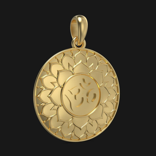 Brass OM Yoga Symbol Pendant Necklace Aum Ohm Charm Spiritual Jewelry OM Pendant