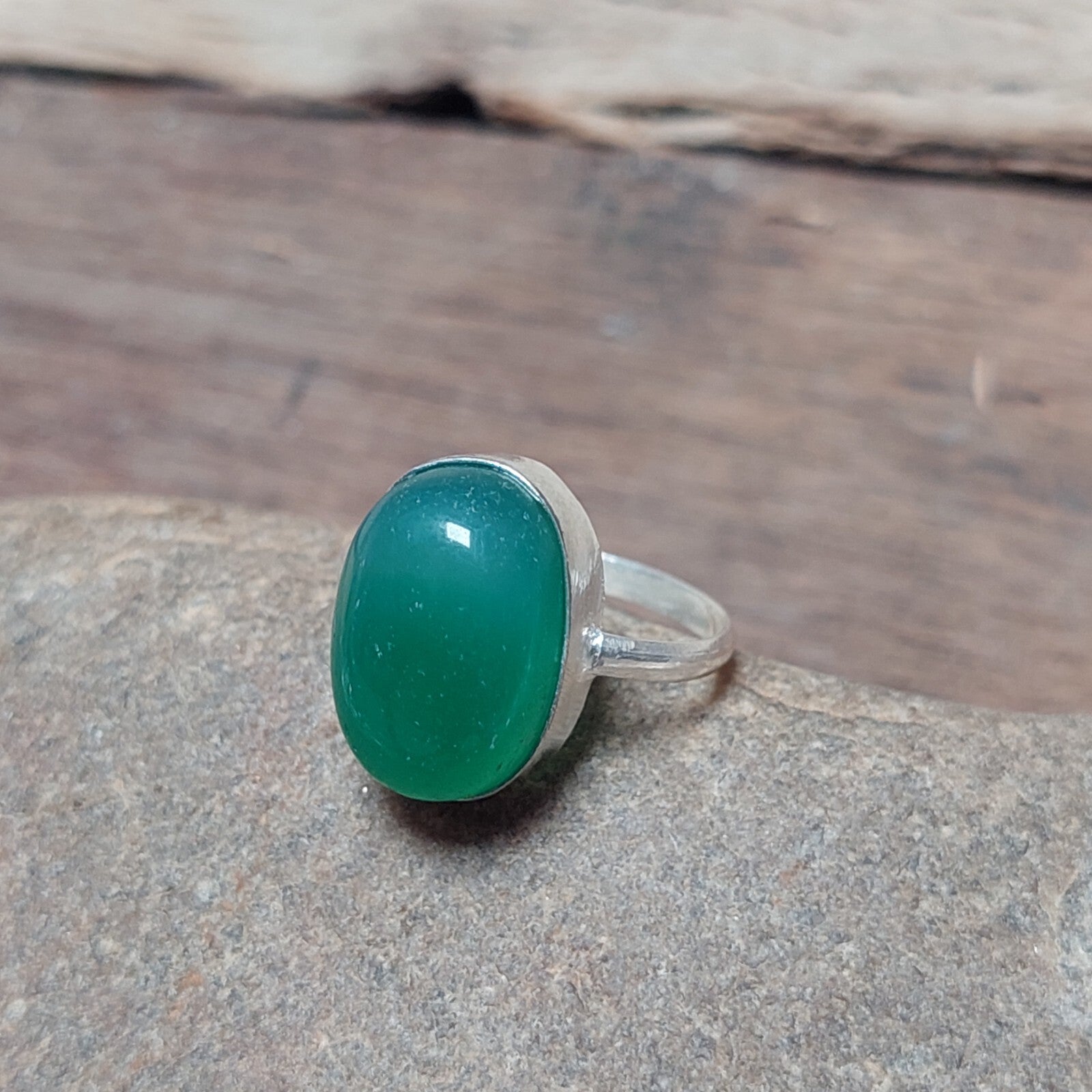 925 Sterling Silver Ring, Oval Onyx Ring,Green Onyx Ring, Handmade Ring For Her