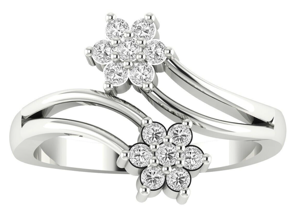 Adjustable Flower CZ Silver Ring Solitaire Promise Ring Engagement Gift Us5~ 15
