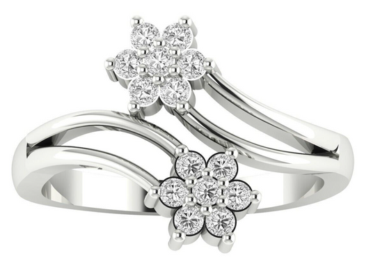 Adjustable Flower CZ Silver Ring Solitaire Promise Ring Engagement Gift Us5~ 15