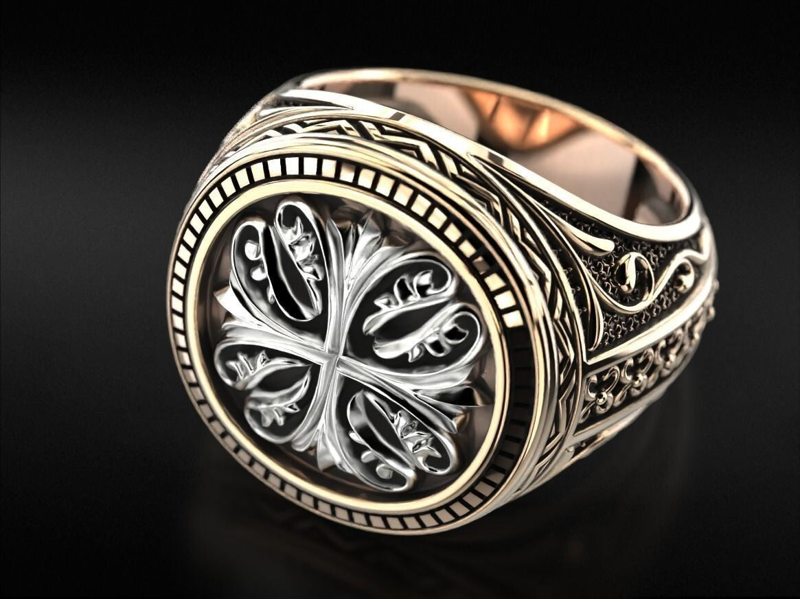 Templar Knight Cross Ring 925 Silver Medieval Seal Signet US5-15 Unisex Gift