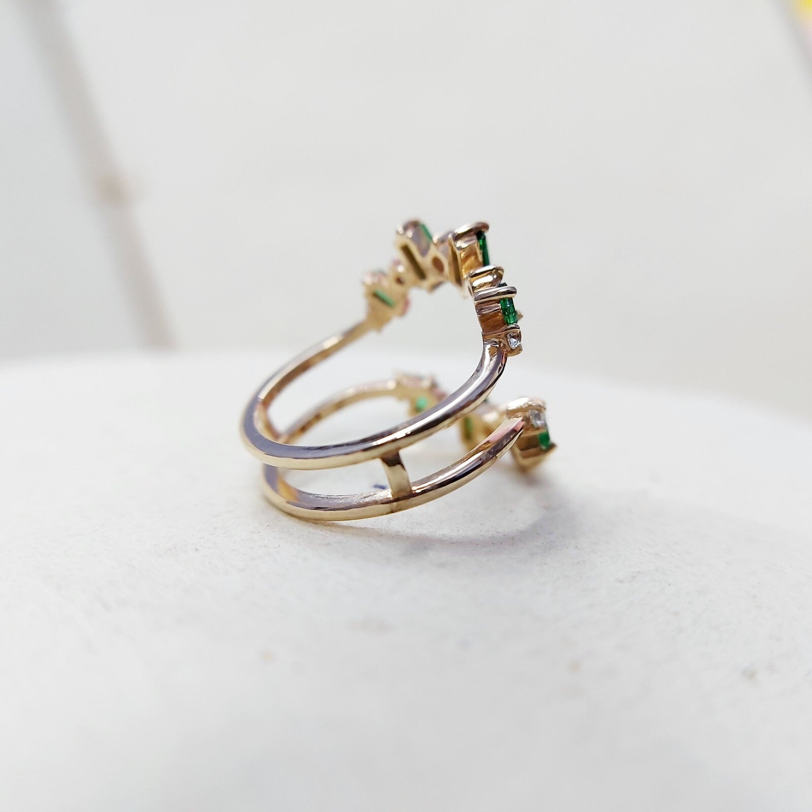 Emerald Baguette Ring Gemstone Set 925 Silver Ring Handmade Wedding Band US5~15