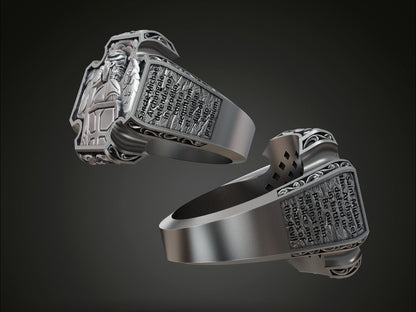 Saint Archangel Michael Prayer Signet Ring US7-15 Sterling Silver Men's Ring