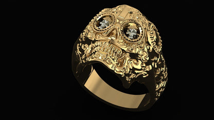 Punk Brass Day of the Dead Skull Ring Gothic Cross Biker Trend Style Ring US5~15