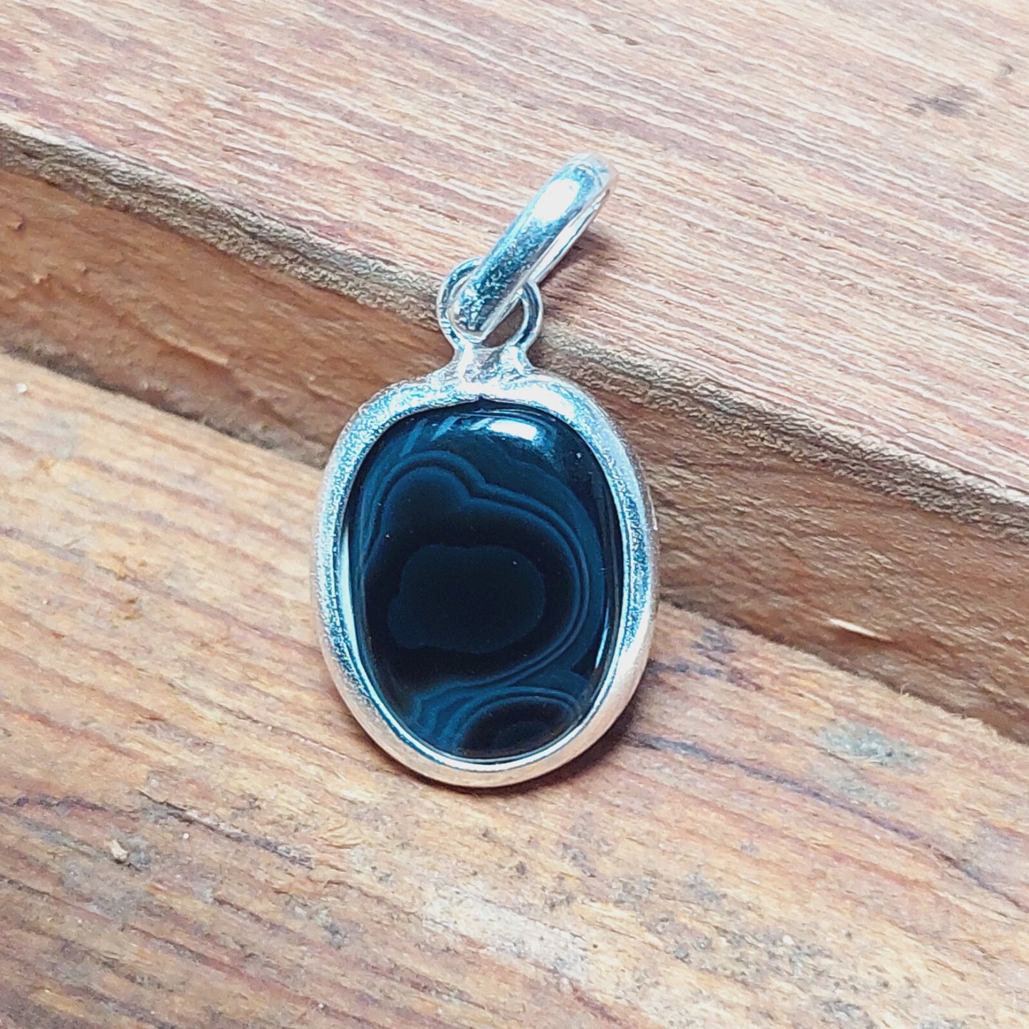 Natural Black Agate Quartz Pendant,925 Sterling Silver Womens Jewelry Gift