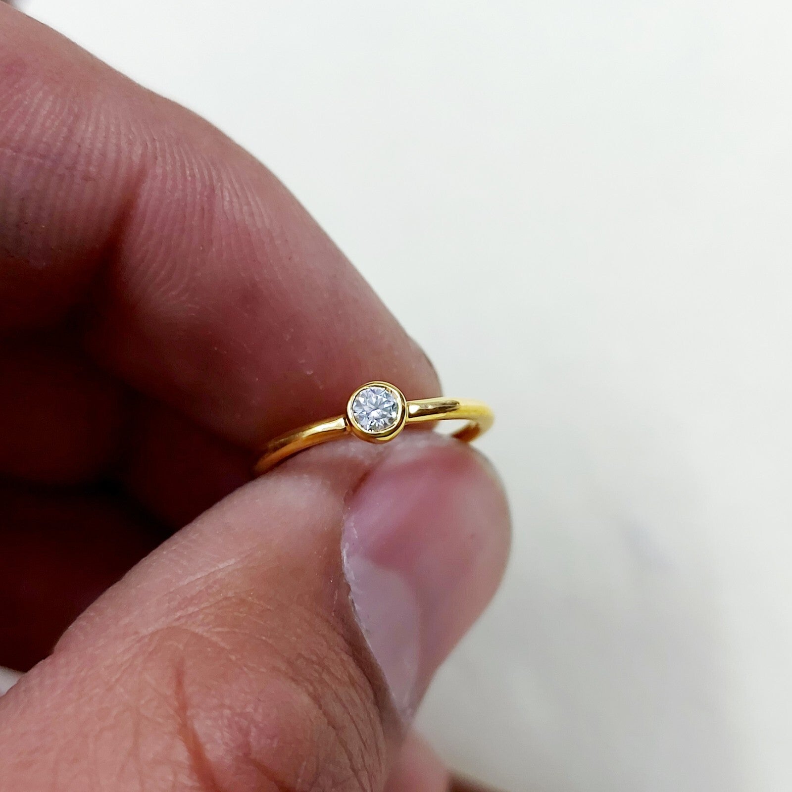 Solitaire Moissanite Ring Silver Minimalist Simple Engagement Ring Gift US5 ~15