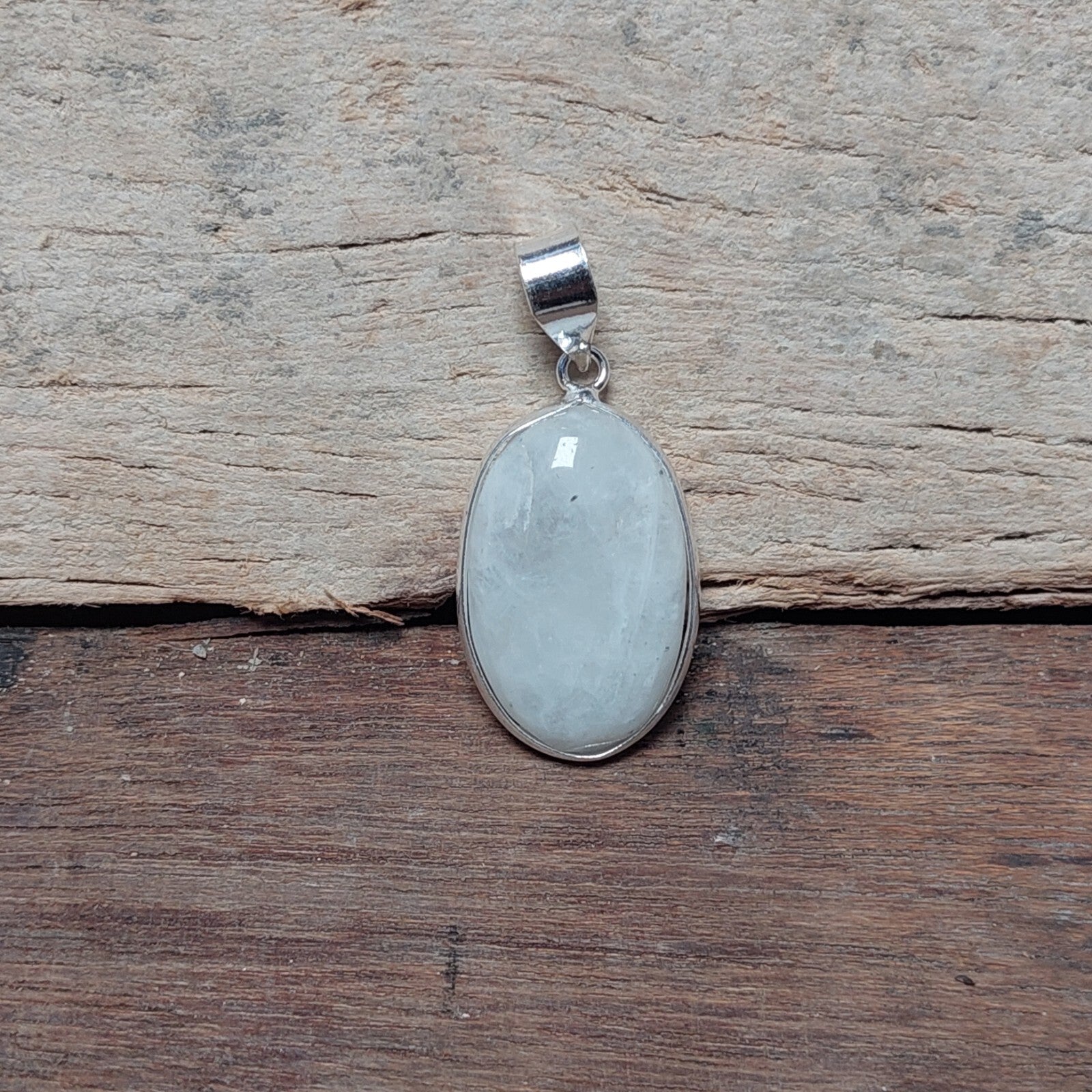 925 Sterling Silver Oval White Agate Stone Pendant Necklace for Women Gift