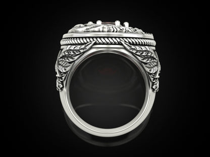 925 Sterling Silver Ouroboros Dragon Serpent Ring Handmade Ring Men Size 5-15