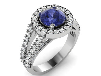 Certified Tanzanite Halo Wedding Engagement Ring 925 Silver Round Cut US5 ~15