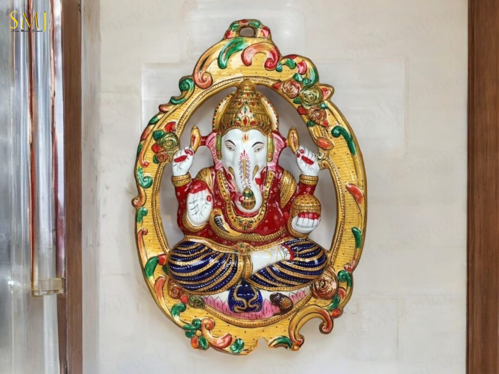 Enamel Painted Metal Ganesh Wall Hanging Home Decor & Diwali Decoration Gift