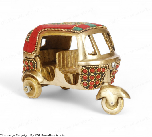 Brass Auto Rickshaw Showpiece Indian Handicraft Home Decor Gift Item