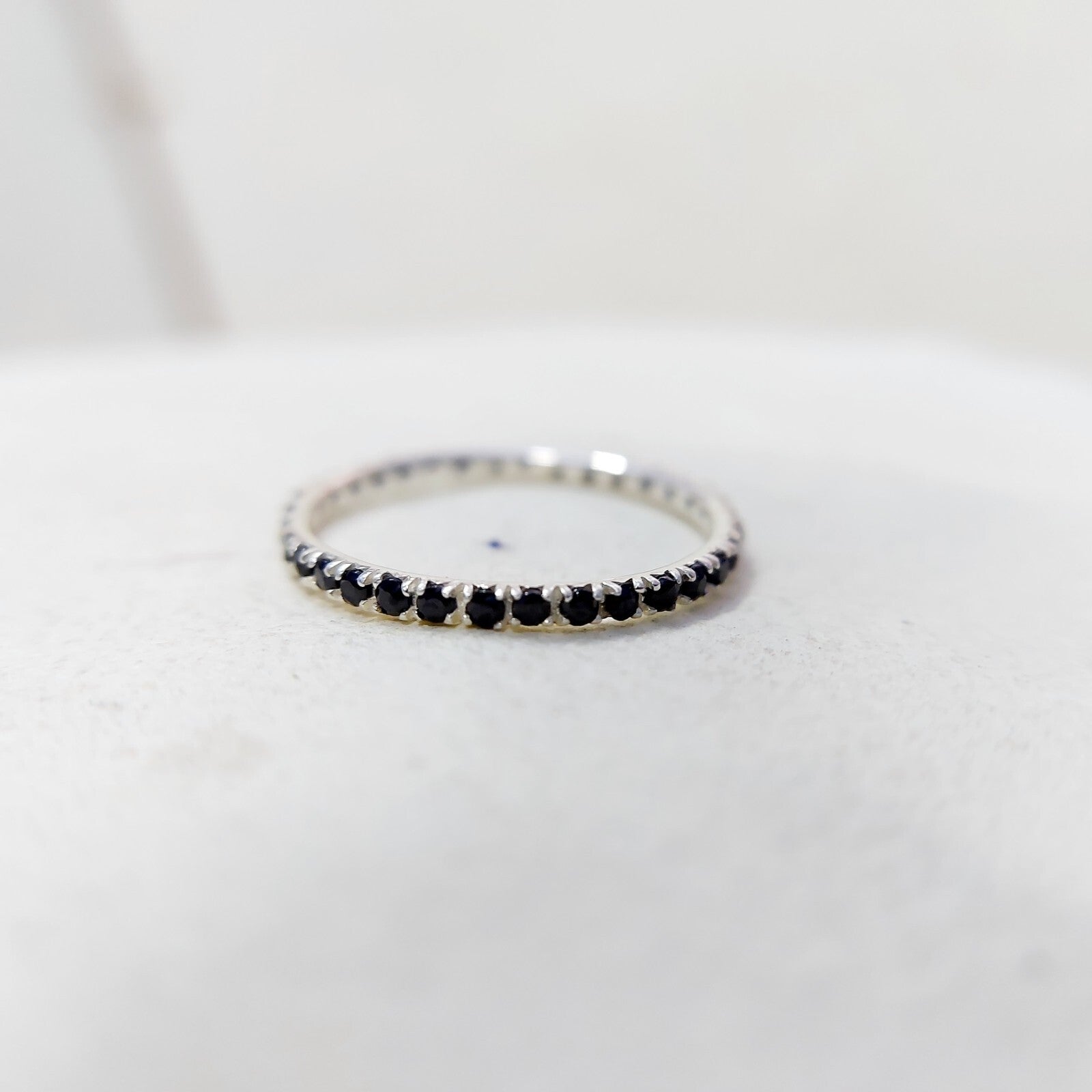 Black Onyx Gemstone Silver Handmade Eternity Engagement Women Gift Ring Us5~15