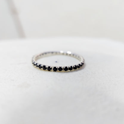 Black Onyx Gemstone Silver Handmade Eternity Engagement Women Gift Ring Us5~15