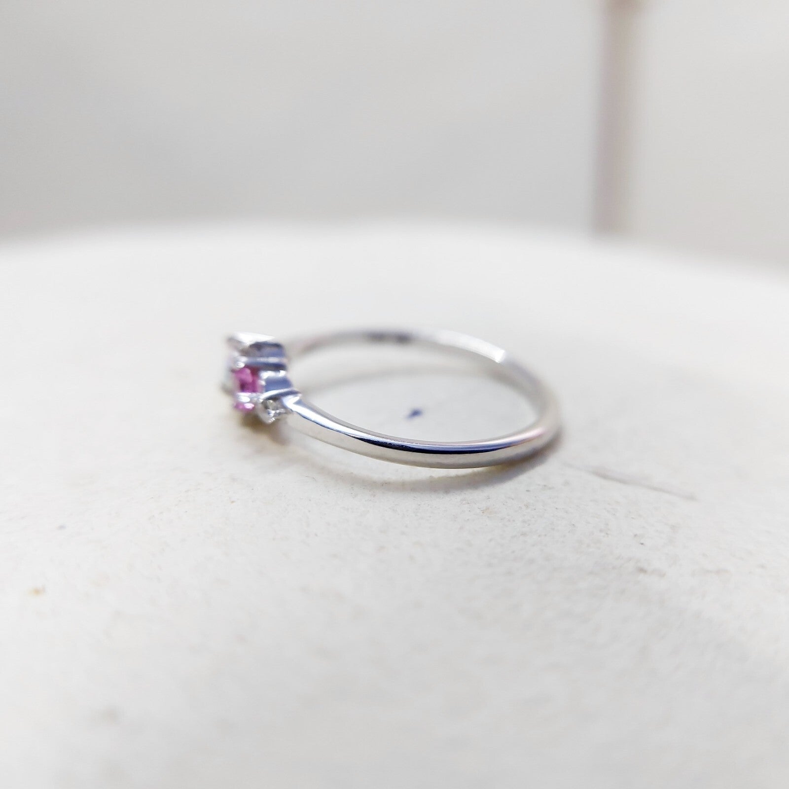 Opal Pink Tourmaline Wedding Band Silver Engagement Wedding Women Ring US5~15