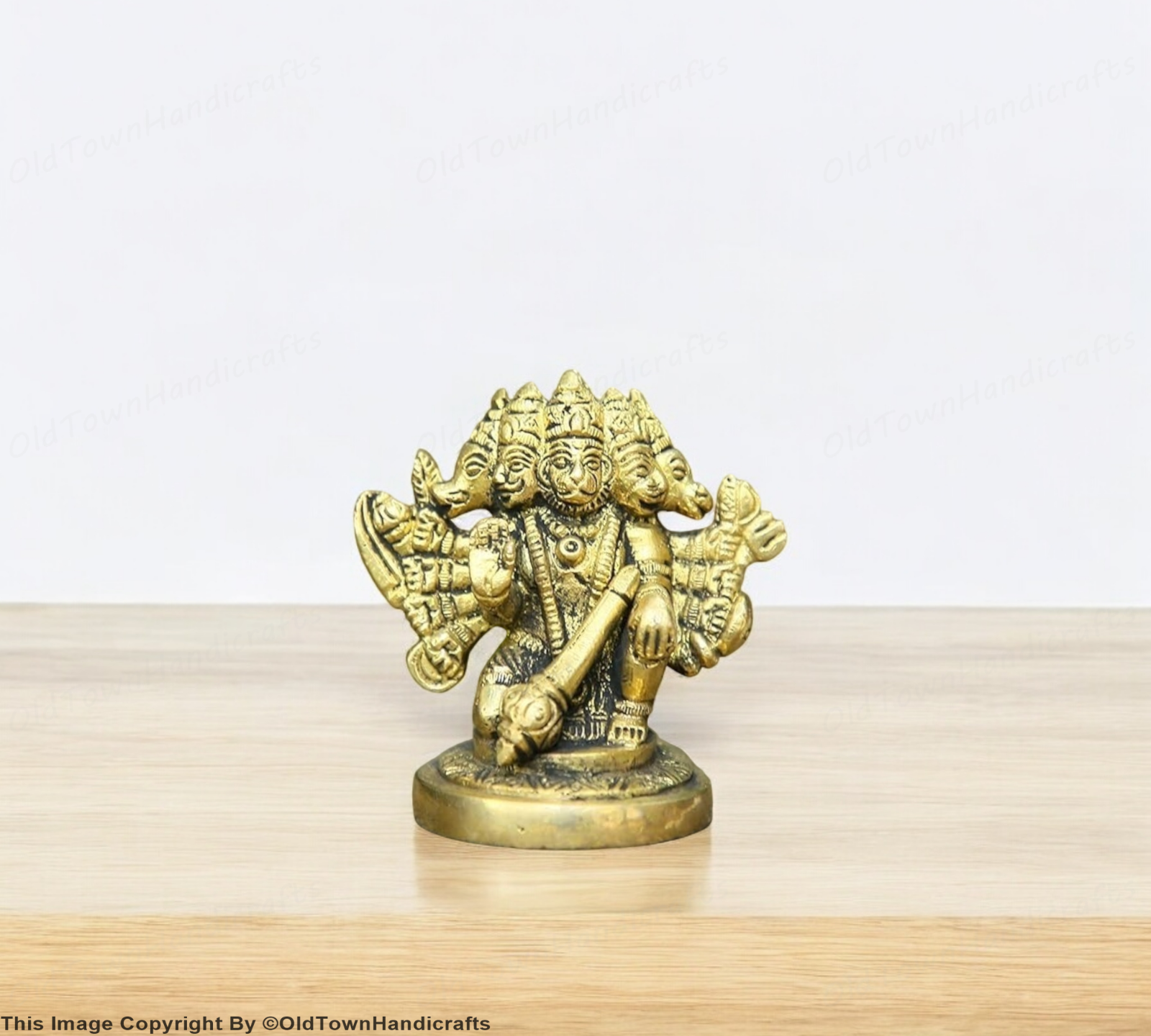 Brass Panchmukhi Hanuman Statue Hanuman Handcrafted for Home Office Decor Gift