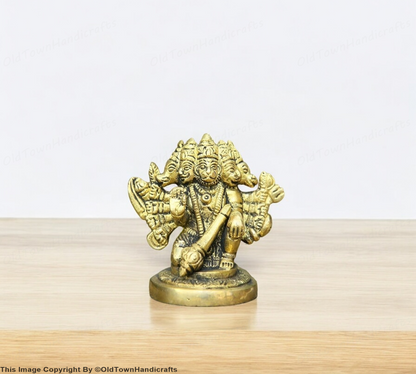 Brass Panchmukhi Hanuman Statue Hanuman Handcrafted for Home Office Decor Gift