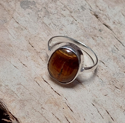 Oval Natural Tiger Eye Ring,925 Sterling Silver Handmade Tiger Eye Men's Ring