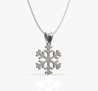 Silver Snowflake Necklace Pendant Winter Snow Weather Christmas Gift Women Men
