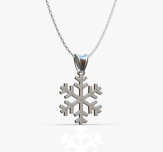 Silver Snowflake Necklace Pendant Winter Snow Weather Christmas Gift Women Men