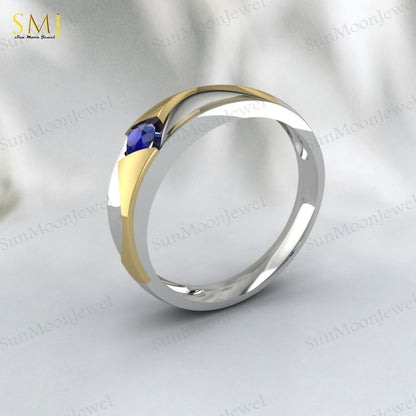 Two Tone Engagement Rings For Couples Lab Created Blue Sapphire Rings 925 Silver