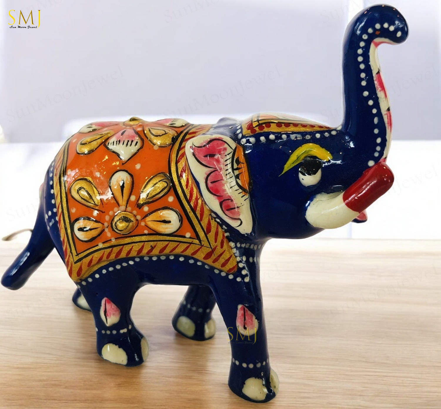 Erawat Elephant Statue Trunk Up Elephant Metal Figurine for Luck & Prosperity