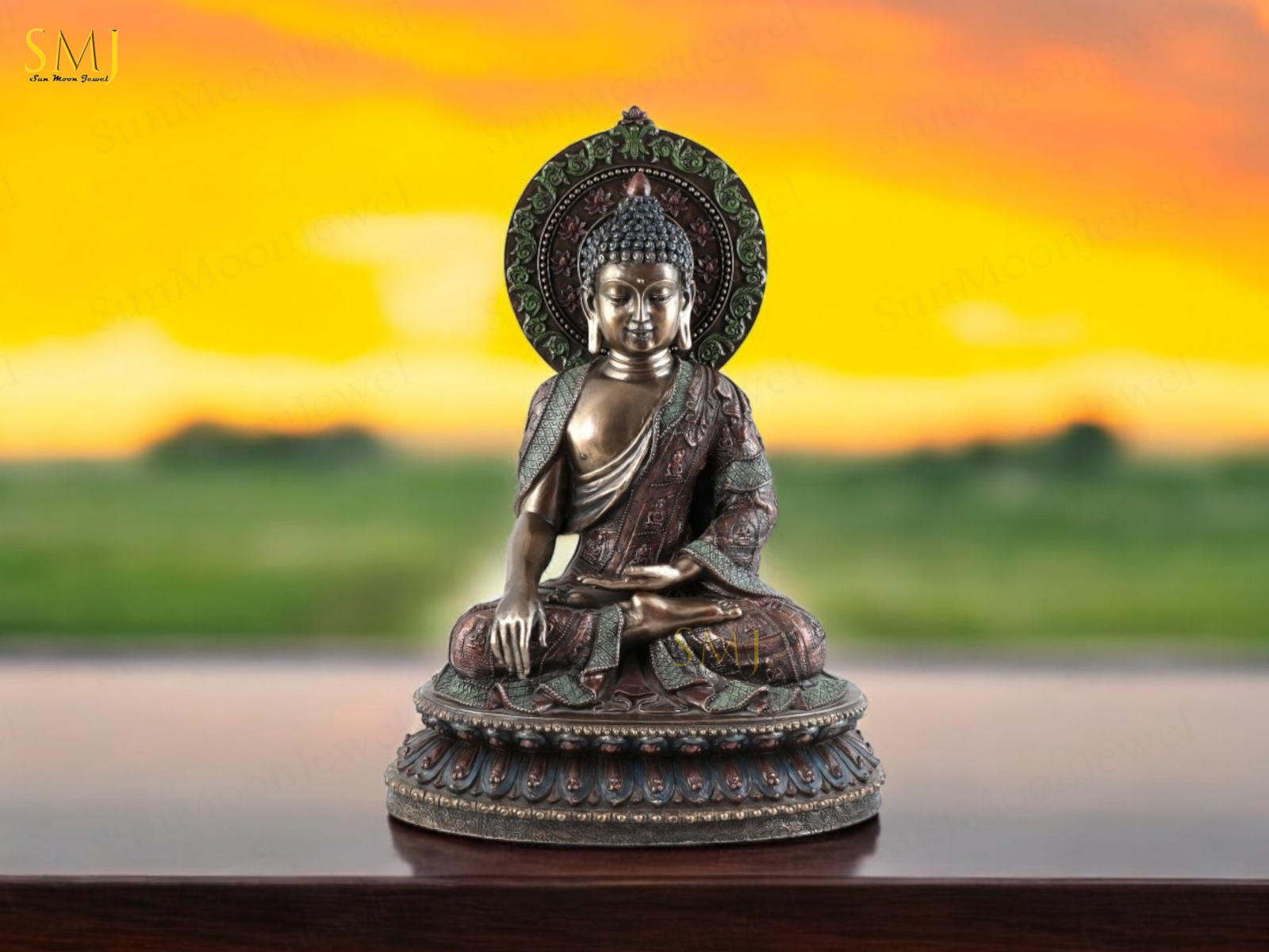 Copper Finish Buddha Statue Buddha Amitabha Meditation & Home Decor And Gift
