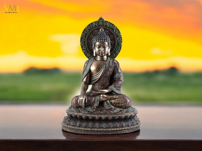 Copper Finish Buddha Statue Buddha Amitabha Meditation & Home Decor And Gift