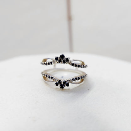 Black Sapphire Eternity Wedding Ring 925 Silver Women Gift Eternity Ring Us5~ 15