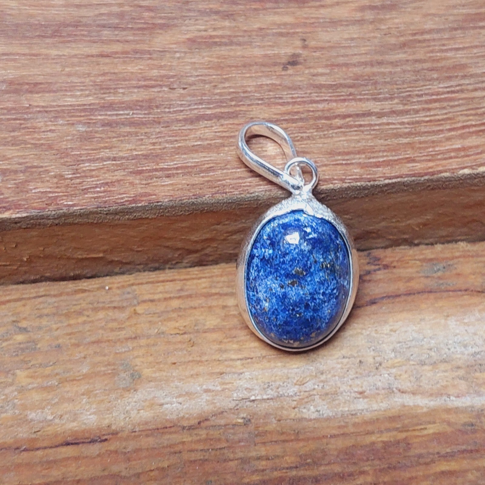 925 Sterling Silver Ovel Lapis Lazuli Pendant Necklace,September Birthstone Gift