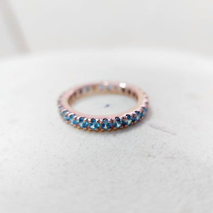 Eternity Topaz Band London Blue Topaz Gemstone Wedding Band Silver Ring Us5~15