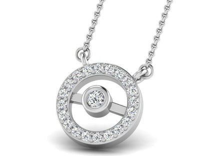 Halo Pendant Moissanite Diamond Round Engagement Necklace Silver