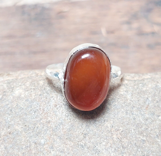 925 Sterling Silver Red Gemstone Carnelian Ring,Oval Red Carnelian Ring