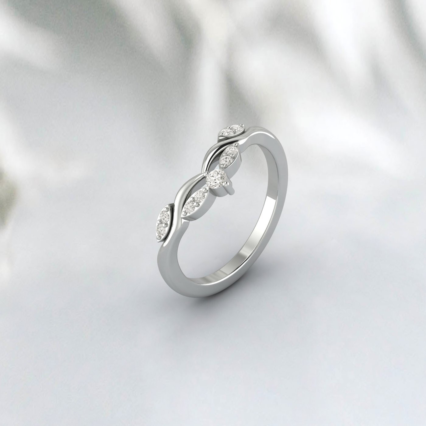 Natural Delicate Diamond Ring 925 Sterling Silver Rose Gold Round Moissanite