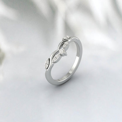 Natural Delicate Diamond Ring 925 Sterling Silver Rose Gold Round Moissanite