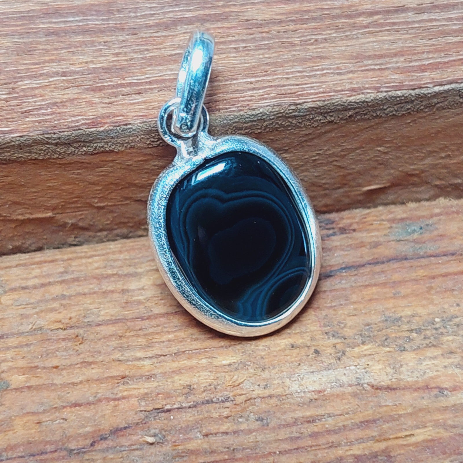 Natural Black Agate Quartz Pendant,925 Sterling Silver Womens Jewelry Gift