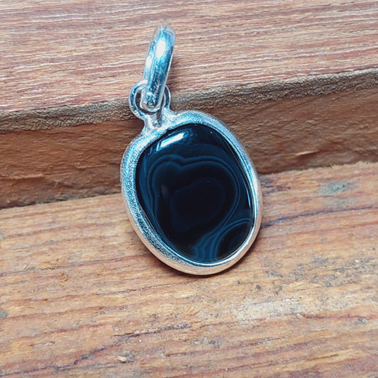 Natural Black Agate Quartz Pendant,925 Sterling Silver Womens Jewelry Gift