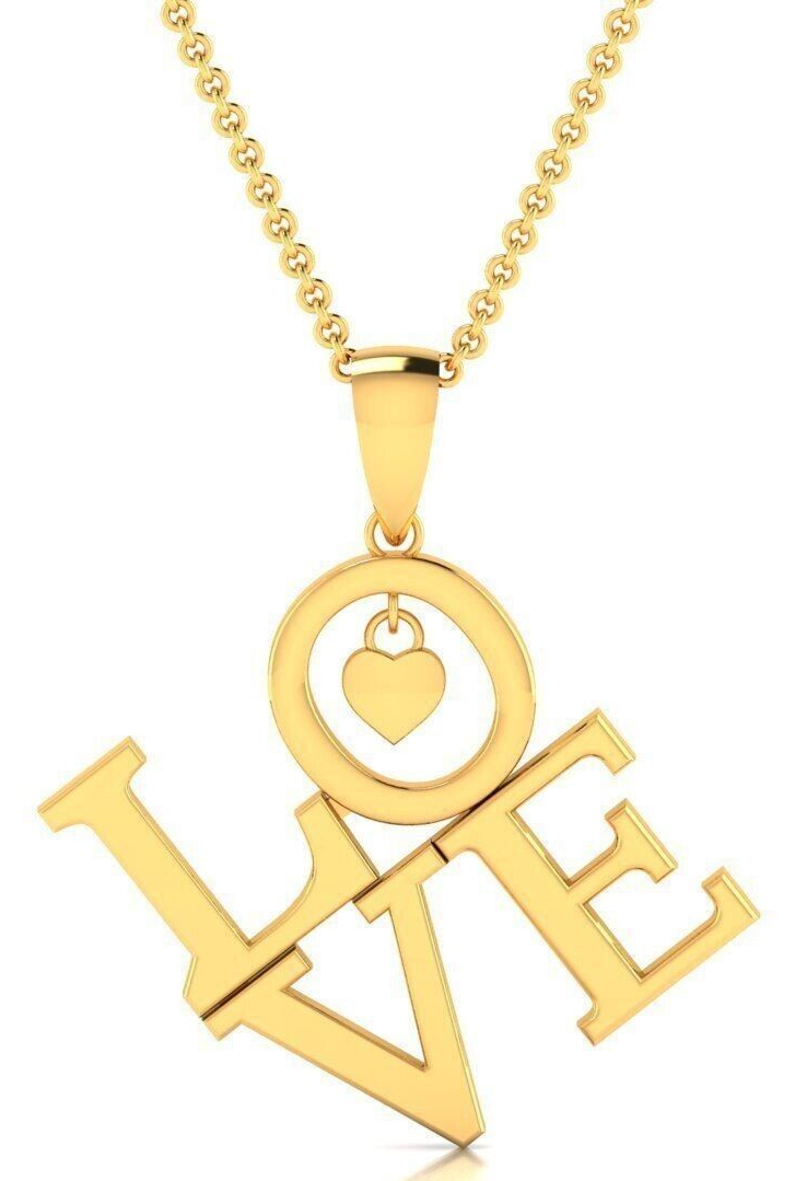 I Love You Heart Pendant Necklace Brass Valentines Gift for Wife Daughter Mom