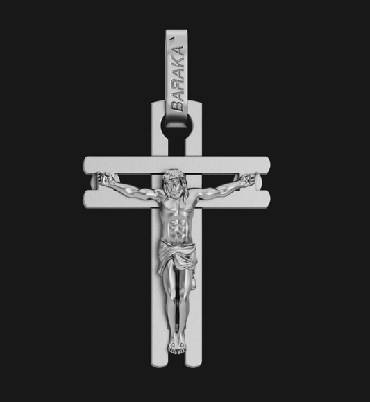 US Silver Jesus Cross Baraka Crucifix Pendant Jesus Necklace For Wedding Gift