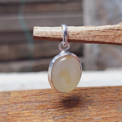 Natural Gray Agate Slice Pendant,925 Sterling Silver Light Gray Agate Necklaces