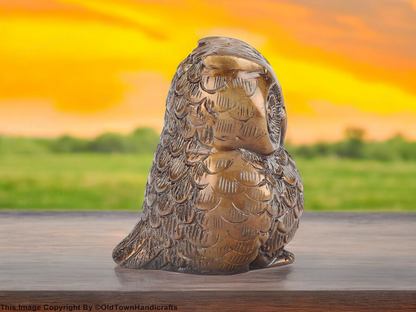 Handmade Brass Owl Statue Ethnic Design Decor for Home Office Unique Gift