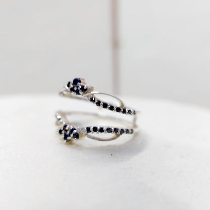 Black Sapphire Eternity Wedding Ring 925 Silver Women Gift Eternity Ring Us5~ 15