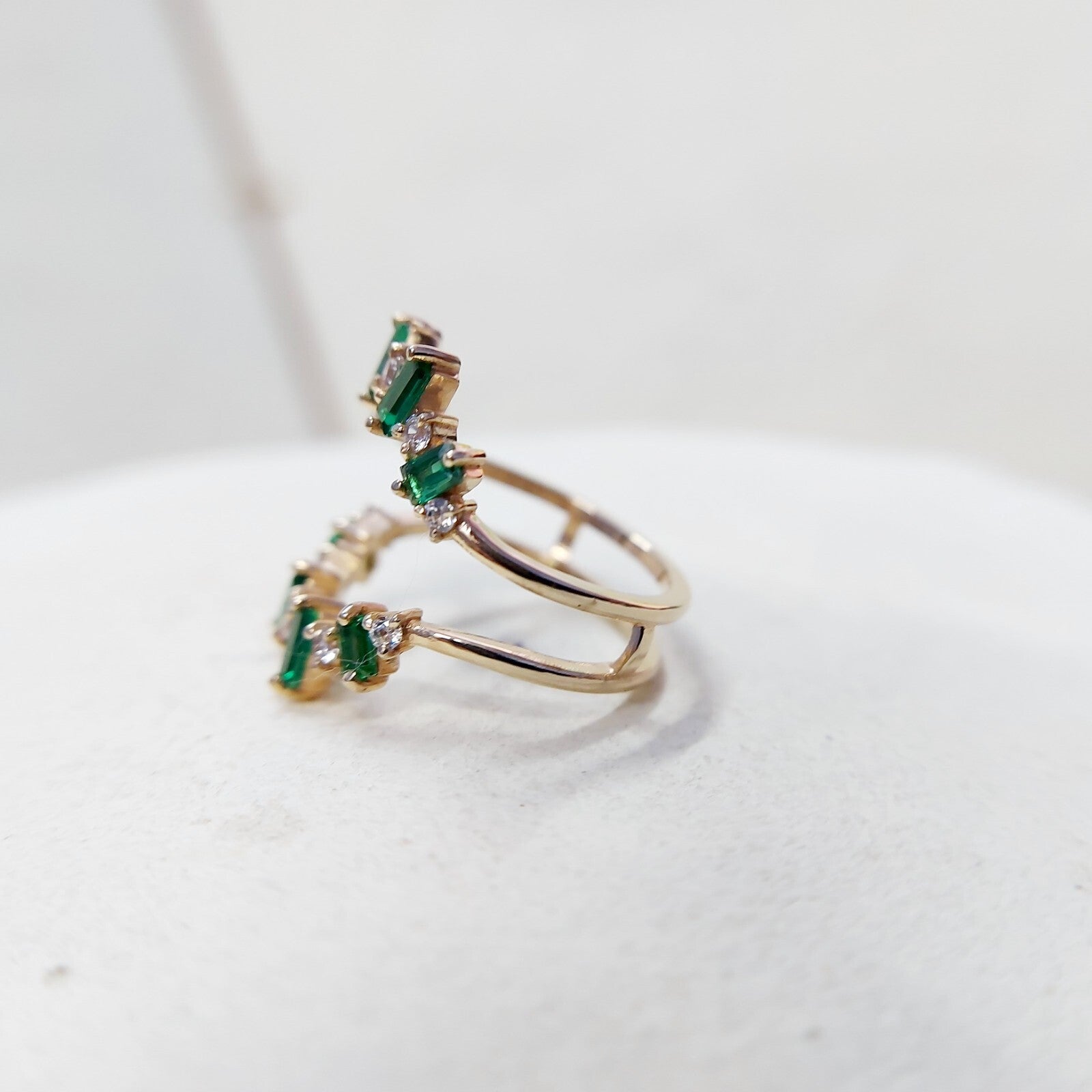 Emerald Baguette Ring Gemstone Set 925 Silver Ring Handmade Wedding Band US5~15