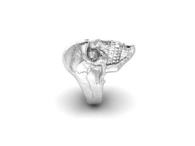 Silver Skull Ring Gothic Biker Punk Ring Bold Large Unique Statement Gift Men